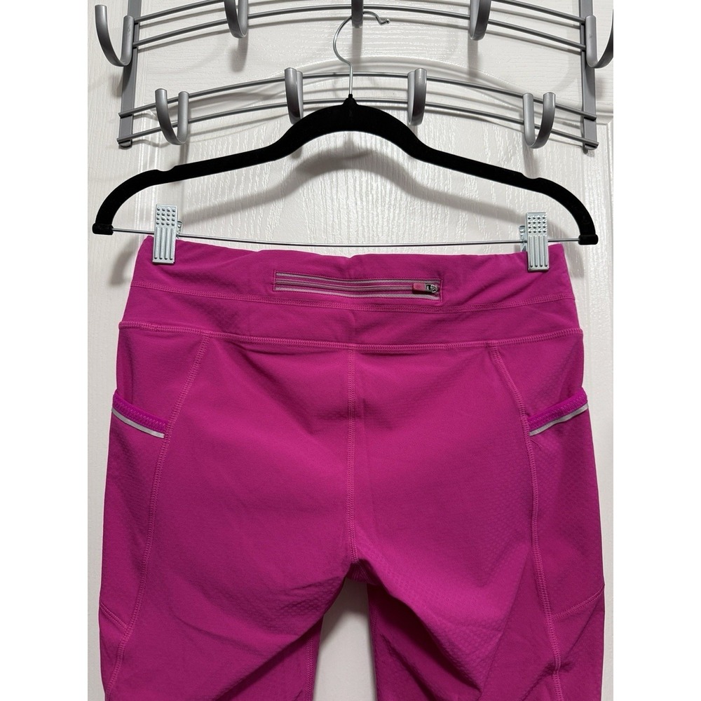 Athleta Leggings Womens S Hot Pink Dobby Be Free Knicker Capri Workout Pockets - Picture 13 of 16